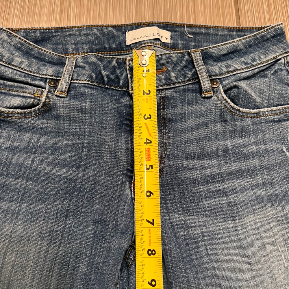 LOFT Curvy Skinny frayed ankle jeans size 0 25 - Picture 6 of 10